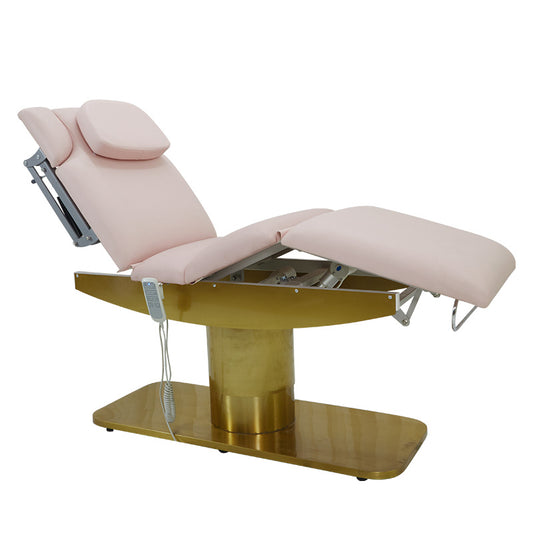 Cadiario Gold Metal Stainless Steel Base Three Motor Massage Bed Facial Bed Pink With Armrests Is For Beauty Salons