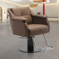 Cadiario Barber Chair for Sale Hydraulic Salon Barber Chair Golden Hot Selling Barber Chairs Leather Wooden Packing