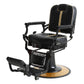 Cadiario High-end custom barber chair black leather with golden texture can be tilted to use large pump strong support